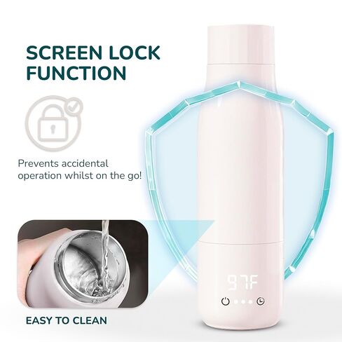 BooBoo Baby Portable Milk Bottle Warmer for Travel | Fast Heating for Breast Milk, Formula Milk & Water | Large Capacity, Long Battery Life - Ideal for Cars, Planes & On The Go in Kuwait