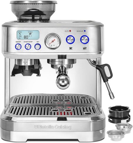آلة الإسبريسو مع طاحونة ، صانع إسبرسو مع Portafilter و Milk Frother 58 ملم ، آلة لاتيه ، آلات الكابتشينو للمنزل ، آلات القهوة التلقائية من الفولاذ المقاوم للصدأ in Kuwait