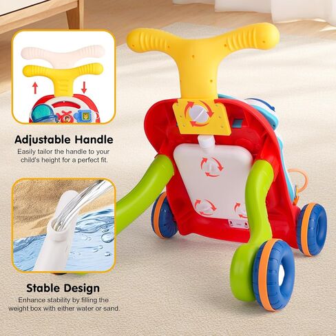 AuntyFey Baby Walker, 3 in 1 Push Walker for Baby Girls Boys, Baby Walking Toy for 1 Year Old Learning to Walk, Sit to Stand Baby Walker Push Toy for Girl 12 Months, Red in Saudi Arabia