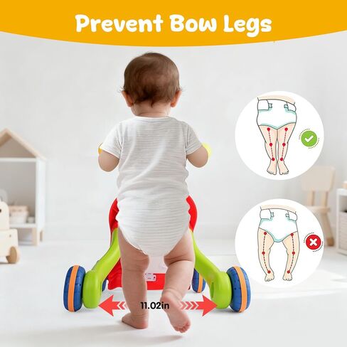 AuntyFey Baby Walker, 3 in 1 Push Walker for Baby Girls Boys, Baby Walking Toy for 1 Year Old Learning to Walk, Sit to Stand Baby Walker Push Toy for Girl 12 Months, Red in Saudi Arabia