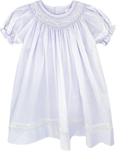 Petit Ami Baby Girls’ Smocked Daygown with Voile Insert, Preemie, Lavender in Kuwait