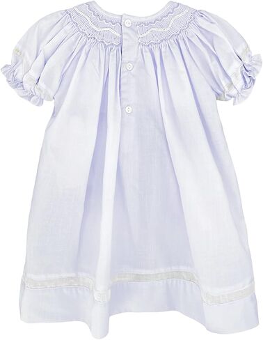 Petit Ami Baby Girls’ Smocked Daygown with Voile Insert, Preemie, Lavender in Kuwait