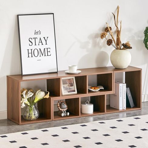 2 Pieces Cube TV Stand,Free Combination Gaming Entertainment Center Media Stand,Open Storage Bookcase Shelf for Living Room,2 Shelf Bookcase L-Shaped TV Console Stand. (Nut-Brown) in Saudi Arabia