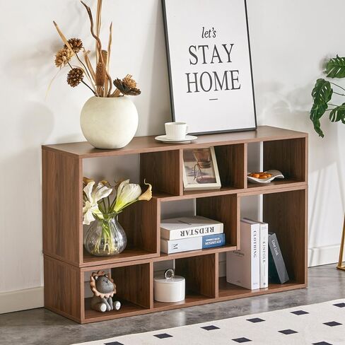 2 Pieces Cube TV Stand,Free Combination Gaming Entertainment Center Media Stand,Open Storage Bookcase Shelf for Living Room,2 Shelf Bookcase L-Shaped TV Console Stand. (Nut-Brown) in Saudi Arabia