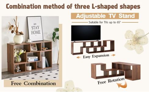 2 Pieces Cube TV Stand,Free Combination Gaming Entertainment Center Media Stand,Open Storage Bookcase Shelf for Living Room,2 Shelf Bookcase L-Shaped TV Console Stand. (Nut-Brown) in Saudi Arabia