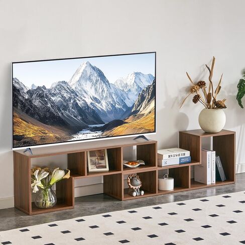 2 Pieces Cube TV Stand,Free Combination Gaming Entertainment Center Media Stand,Open Storage Bookcase Shelf for Living Room,2 Shelf Bookcase L-Shaped TV Console Stand. (Nut-Brown) in Saudi Arabia