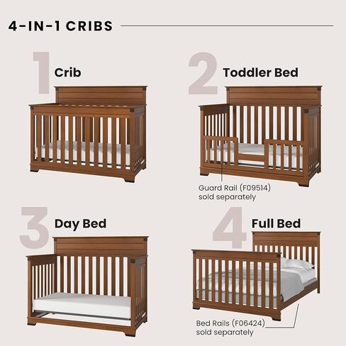 Child Craft Redmond 3-Piece Nursery Set, Includes 4-in-1 Convertible Crib, Dresser, and Chest (Coach Cherry) in Kuwait