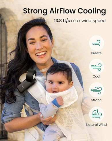 GROWNSY Portable Stroller Fan with Clip | Foldable Mini Fan for Carrier | Small Handheld Fan with Soft Night Light | Rechargeable 4-Speed Personal Fan for Travel/Desk/Bed/Backpack/Car Seat in Kuwait
