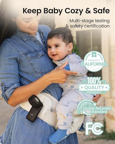 GROWNSY Portable Stroller Fan with Clip | Foldable Mini Fan for Carrier | Small Handheld Fan with Soft Night Light | Rechargeable 4-Speed Personal Fan for Travel/Desk/Bed/Backpack/Car Seat in Kuwait
