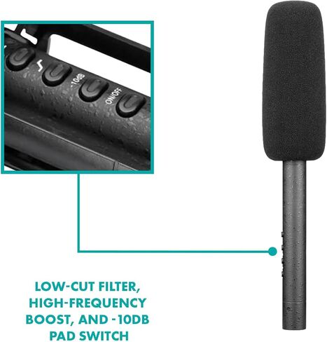 طقم ميكروفون Movo XLR Shotgun & Boom Pole - حزمة تسجيل الصوت للموقع الاحترافي مع ميكروفون Shotgun وBoompole مع كابل XLR داخلي لصناعة الأفلام، ENG، وبث الصوت in Kuwait