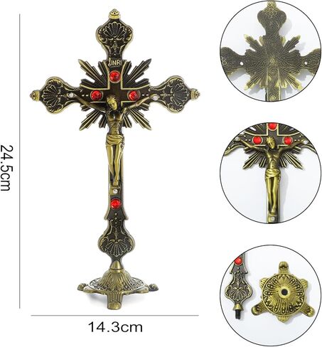 KOMI 9 Inch Metal Crucifix Standing Cross Catholic Jesus Christ Table Home Altar Decor Religious Gifts in Kuwait