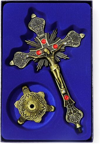 KOMI 9 Inch Metal Crucifix Standing Cross Catholic Jesus Christ Table Home Altar Decor Religious Gifts in Kuwait