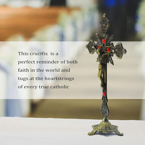 KOMI 9 Inch Metal Crucifix Standing Cross Catholic Jesus Christ Table Home Altar Decor Religious Gifts in Kuwait