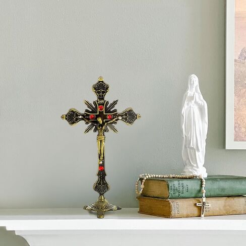 KOMI 9 Inch Metal Crucifix Standing Cross Catholic Jesus Christ Table Home Altar Decor Religious Gifts in Kuwait