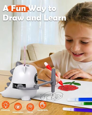 روبوت الرسم مع 200 بطاقة رسم مطورة للأطفال 3 4 5 6 7 8 سنوات، آلة رسم تعليمية تفاعلية صوتية، لعبة مونتيسوري للتعلم والرسم، روبوت 4 في 1 قابل لإعادة الشحن للأولاد والبنات in Kuwait