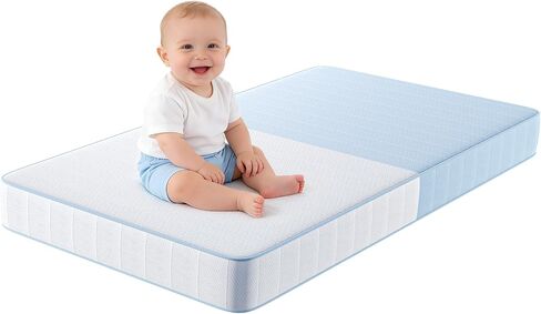 TeQsli Crib Mattress, Breathable Memory Foam Toddler Mattress, with Removable Machine Washable Cover, Fits Standard Baby & Toddler Bed (52" x27.6" x4.5") in Kuwait