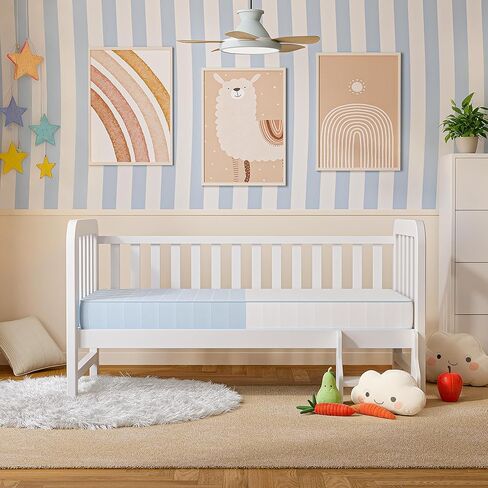 TeQsli Crib Mattress, Breathable Memory Foam Toddler Mattress, with Removable Machine Washable Cover, Fits Standard Baby & Toddler Bed (52" x27.6" x4.5") in Kuwait
