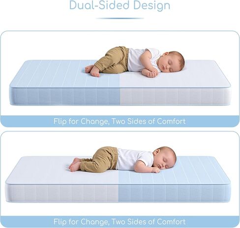 TeQsli Crib Mattress, Breathable Memory Foam Toddler Mattress, with Removable Machine Washable Cover, Fits Standard Baby & Toddler Bed (52" x27.6" x4.5") in Kuwait
