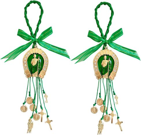 Bovemee Saint Jude Medal Crucifix Door Hanger, 2 Pieces, Catholic Gifts with Saint Benedict, Virgin Mary Medal, Christian Prayer Cross Home Decor (2PCS Green Saint Jude Cross) in Kuwait