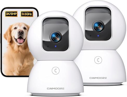5G Security Camera Indoor 3-Pack, No-Monthly-Fee AI Tracking Facial Recognition, 3K Pet/Dog Camera with Speaker/Phone App, PTZ WiFi Baby Monitor Cameras for Home Security, 0-Glow Night Vision in Saudi Arabia
