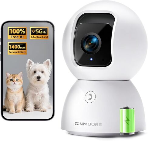5G Security Camera Indoor 3-Pack, No-Monthly-Fee AI Tracking Facial Recognition, 3K Pet/Dog Camera with Speaker/Phone App, PTZ WiFi Baby Monitor Cameras for Home Security, 0-Glow Night Vision in Saudi Arabia