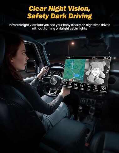 كاميرا سيارة للأطفال من JOYTUTUS مع محول CarPlay اللاسلكي، شاشة عرض المقعد الخلفي بدقة 1080 بكسل عالية الدقة على شاشة السيارة، شاشة سيارة الطفل للأطفال بعرض 150 درجة، شاشة خلفية مواجهة أساسيات هدايا الدش للحيوانات الأليفة in Kuwait
