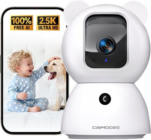 5G Security Camera Indoor 3-Pack, No-Monthly-Fee AI Tracking Facial Recognition, 3K Pet/Dog Camera with Speaker/Phone App, PTZ WiFi Baby Monitor Cameras for Home Security, 0-Glow Night Vision in Saudi Arabia