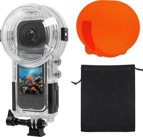 حافظة غوص غير مرئية من OKFUN لـ Insta 360 X5 حافظة مضادة للماء 50M/164FT تحت الماء لغطاء واقي x5 X5 ملحقات للغوص وركوب الأمواج والسباحة والتزلج in Kuwait