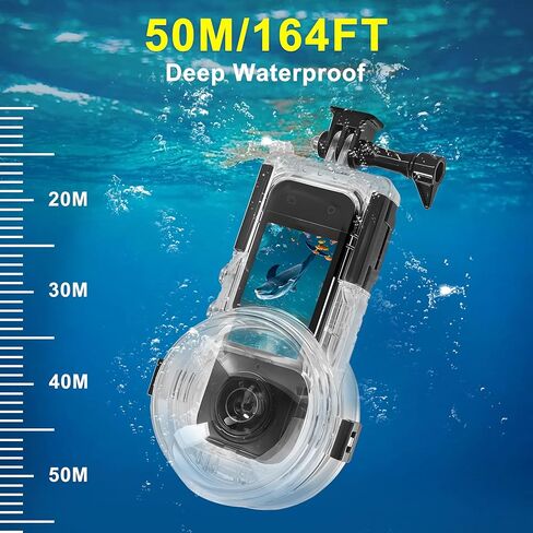 حافظة غوص غير مرئية من OKFUN لـ Insta 360 X5 حافظة مضادة للماء 50M/164FT تحت الماء لغطاء واقي x5 X5 ملحقات للغوص وركوب الأمواج والسباحة والتزلج in Kuwait