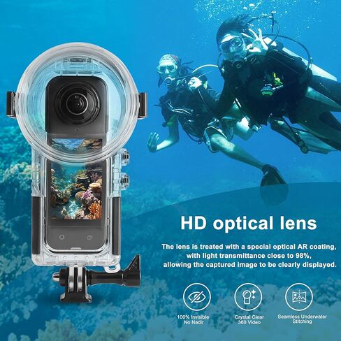 حافظة غوص غير مرئية من OKFUN لـ Insta 360 X5 حافظة مضادة للماء 50M/164FT تحت الماء لغطاء واقي x5 X5 ملحقات للغوص وركوب الأمواج والسباحة والتزلج in Kuwait