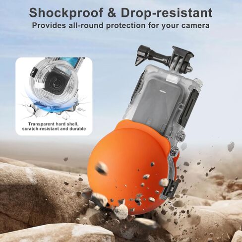 حافظة غوص غير مرئية من OKFUN لـ Insta 360 X5 حافظة مضادة للماء 50M/164FT تحت الماء لغطاء واقي x5 X5 ملحقات للغوص وركوب الأمواج والسباحة والتزلج in Kuwait