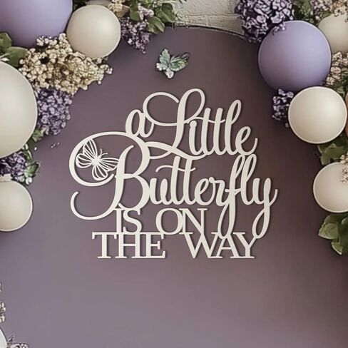A Little Butterfly Is On The Way Baby Shower Party Sign for Backdrop,Wooden Floral Bridal Shower Decor for Butterfly Theme Wedding Engagement Bachelorette Party Decorations in Kuwait
