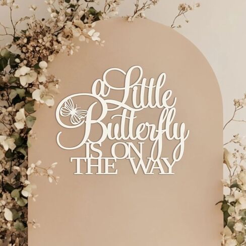 A Little Butterfly Is On The Way Baby Shower Party Sign for Backdrop,Wooden Floral Bridal Shower Decor for Butterfly Theme Wedding Engagement Bachelorette Party Decorations in Kuwait