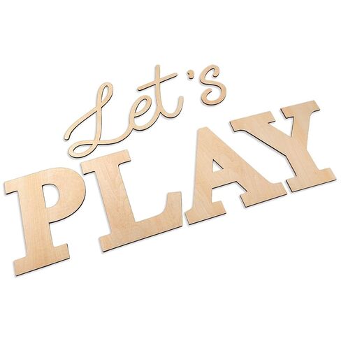 Kigley 17 Inch Let's Play Nursery Sign Wooden Playroom Wall Decor Let's Play Playroom Wall Plaques Decoration for Kids Toddler Nursery Room Home Classroom Decor in Kuwait