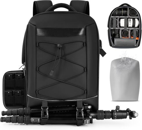 حقيبة ظهر للكاميرا، حقيبة كاميرا DSLR SLR للمصورين المتوافقة مع طائرة Sony/Canon/Nikon/DJI Mavic بدون طيار، حقيبة ظهر للتصوير الفوتوغرافي بغطاء مطر مقاوم للماء، حقيبة كاميرا حامل حامل ثلاثي القوائم تناسب كمبيوتر محمول مقاس 16 بوصة in Kuwait