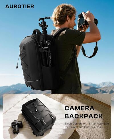 حقيبة ظهر للكاميرا، حقيبة كاميرا DSLR SLR للمصورين المتوافقة مع طائرة Sony/Canon/Nikon/DJI Mavic بدون طيار، حقيبة ظهر للتصوير الفوتوغرافي بغطاء مطر مقاوم للماء، حقيبة كاميرا حامل حامل ثلاثي القوائم تناسب كمبيوتر محمول مقاس 16 بوصة in Kuwait
