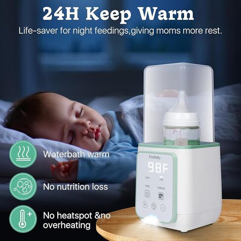 Freebaby Bottle Warmer, 10-in-1 Fast Baby Bottle Warmer for Breast Milk & Formula,Milk Warmer with Multi-Temperature Setting,Auto Shut-Off,Defrost & Food Heating,Fit for All Bottles(Green) in Saudi Arabia