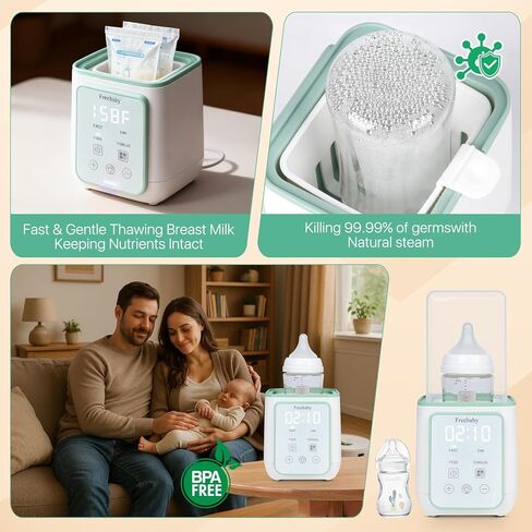Freebaby Bottle Warmer, 10-in-1 Fast Baby Bottle Warmer for Breast Milk & Formula,Milk Warmer with Multi-Temperature Setting,Auto Shut-Off,Defrost & Food Heating,Fit for All Bottles(Green) in Saudi Arabia
