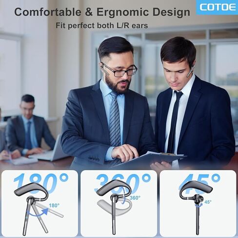 Bluetooth Headset V5.3, Wireless Earpiece with 500mAh Charging Case Hand-Free Headphones Noise Canceling Mic for Office/Driving/Business in Saudi Arabia