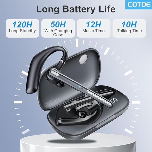 Bluetooth Headset V5.3, Wireless Earpiece with 500mAh Charging Case Hand-Free Headphones Noise Canceling Mic for Office/Driving/Business in Saudi Arabia