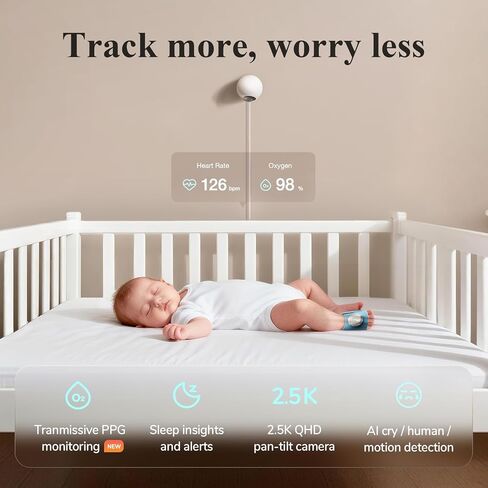 حزمة Sense-U Smart Baby Sock Shoe 2 - تتبع معدل ضربات القلب ونمط النوم مع كاميرا فيديو عالية الدقة 2.5K، واكتشاف البكاء بالذكاء الاصطناعي والصوت in Kuwait