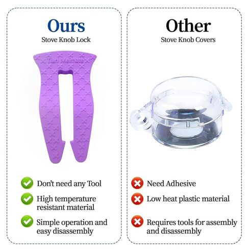 Universal Stove Knob Locks(2Pack Purple + 3Pack Blue) Child Proof Gas Stove Safety Lock with Key, Easy Install No Tools Needed, Heat Resistant Baby Proofing Essentials for Kitchen Cooktop in Kuwait