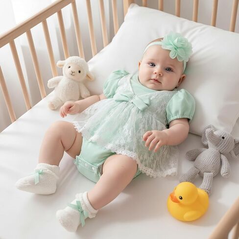 Preemie-18 أشهر طفلة توتو رومبير الرضع تول الدانتيل فساتين ملابس الصيف نفخة الأكمام وتتسابق in Kuwait