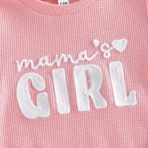 Baby Girl Clothes Mamas Girl Outfit Cute Letter Embroidered Waffle Bubble Romper Onesie Tee Shirt in Kuwait