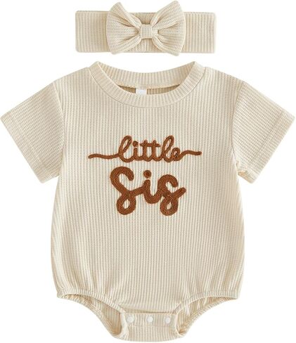 Baby Girl Clothes Mamas Girl Outfit Cute Letter Embroidered Waffle Bubble Romper Onesie Tee Shirt in Kuwait