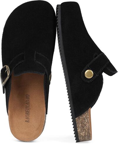 baobeijiadao Genuine Suede Clogs for Women Arch Support Soft Cork Footbed Leather Mules Womens Slip On Shoes Sandals Indoor Outdoor in Saudi Arabia