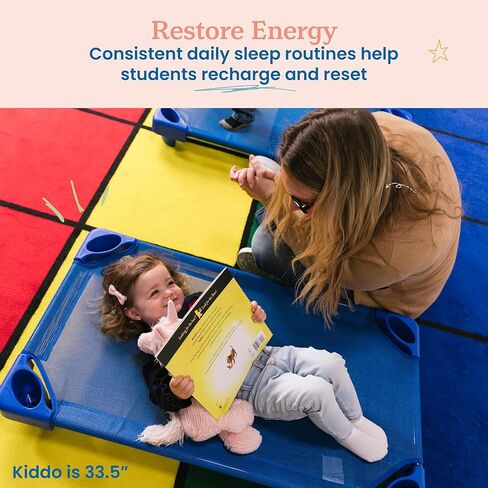 مهود أطفال قابلة للتكديس مع عربة من ECR4Kids، مجمعة، للأطفال الصغار، أساسيات الرعاية النهارية، أزرق، 5 عبوات in Kuwait