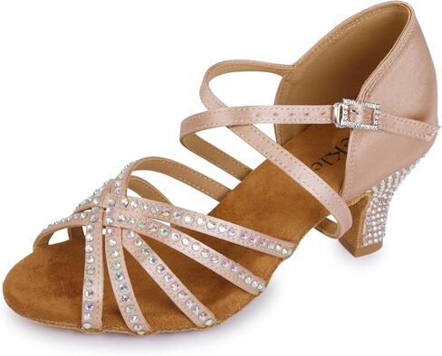 Rhinestone Ballroom Dance Shoes Women Latin Salsa Dancing Shoes Practice Dance Heels ZB07 in Saudi Arabia
