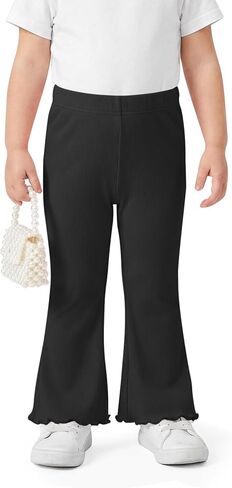Haloumoning Toddler Baby Girls Flare Pants Little Kids Solid Ribbed Ruffle Leggings Bell Bottoms 9M-8Y in Kuwait