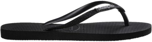 صنادل صيفية للسيدات من Havaianas Slim Glitter II بتصميم نحيف ولمسة نهائية لامعة (أسود أسود، EU 39/40)، أسود، 39/40 EU in Kuwait